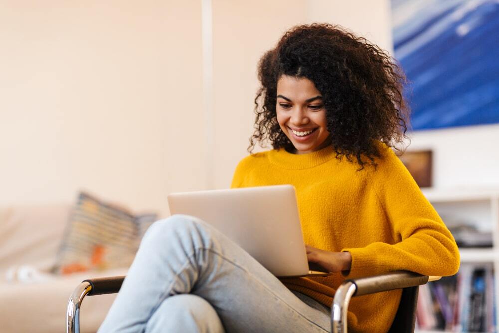 woman booking junk removal online